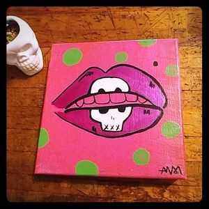 Painting by SassyAndi Pink & Green Skull